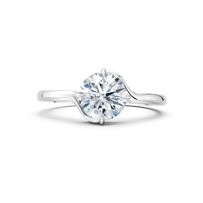 Bypass Solitaire Round Diamond Engagement Ring - Round
