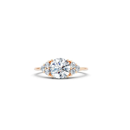 Round Diamond Engagement Ring with Side Clusters - Round