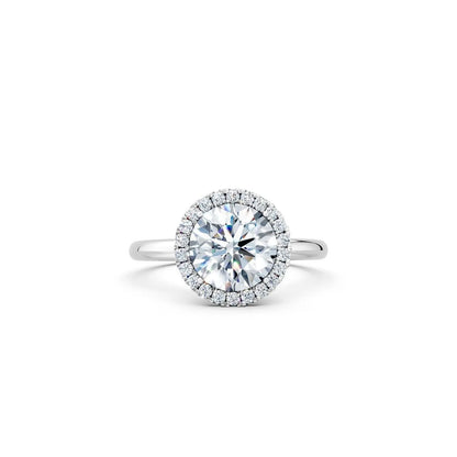 Round Diamond Halo Engagement Ring with Plain Band - Round