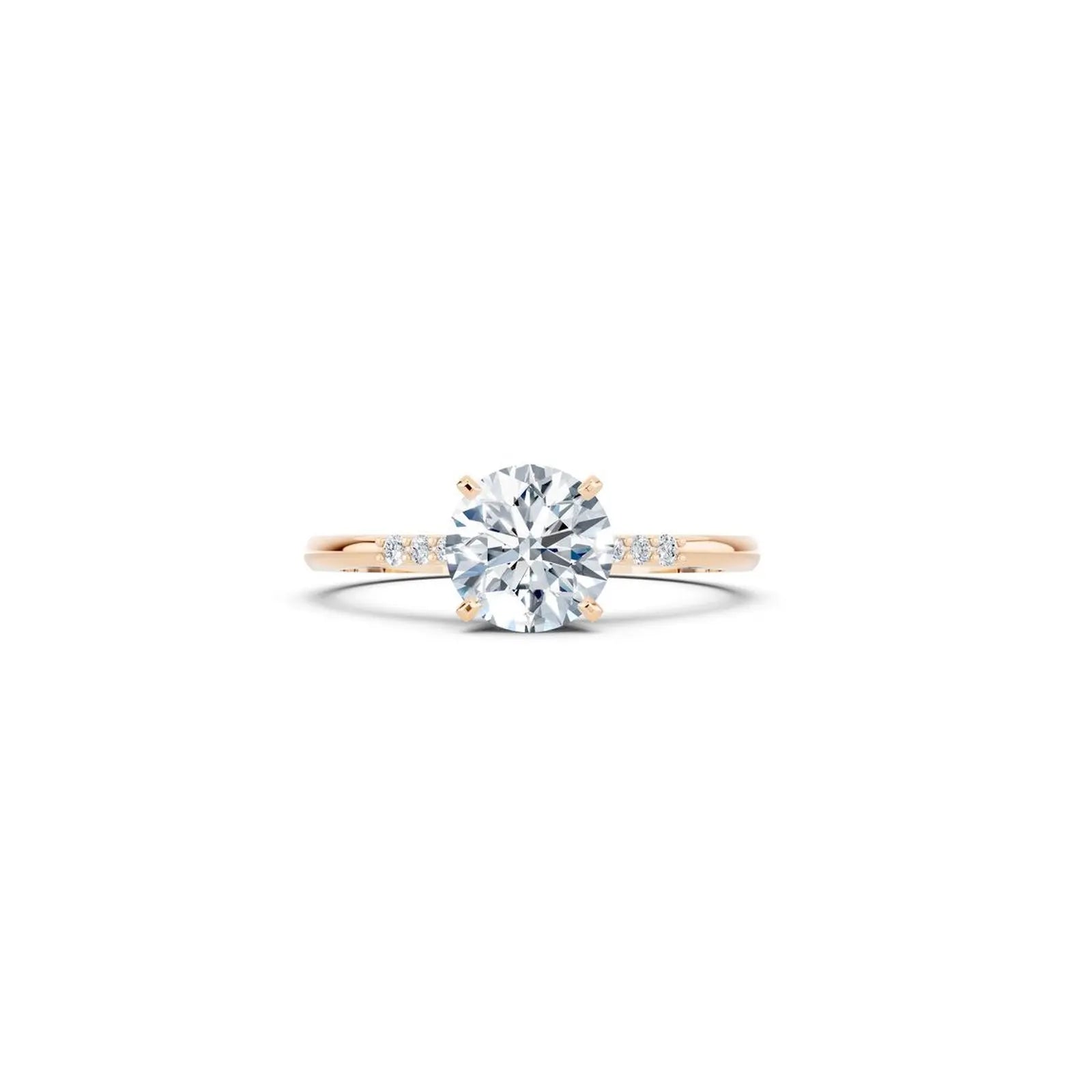 Diamond Accented Round Solitaire Engagement Ring - Round