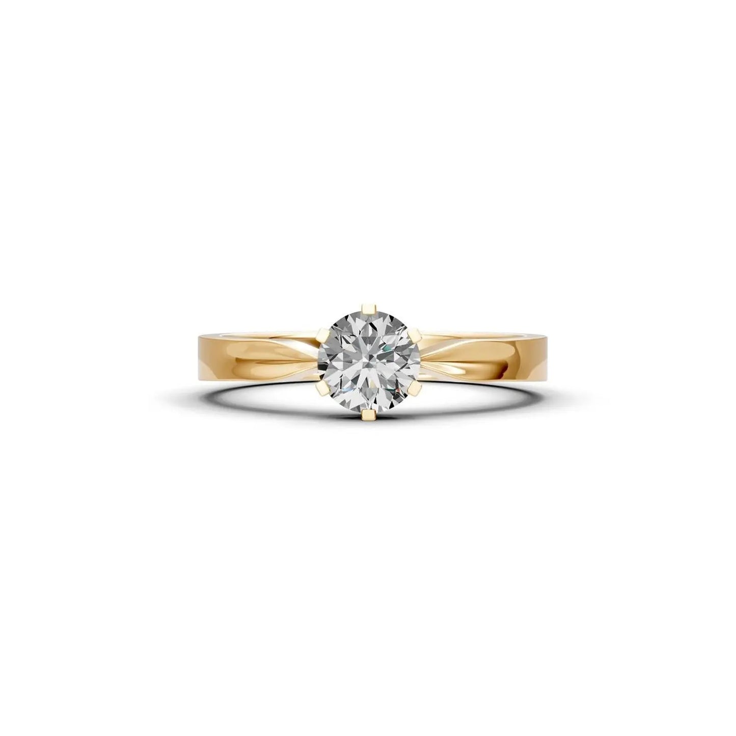 Six-Prong Round Diamond Engagement Ring with a Pinched Shank - Round