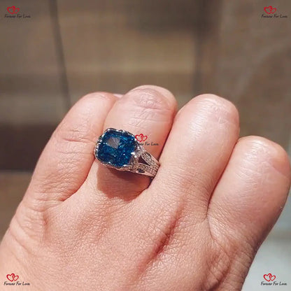 Rare Blue Diamond Engagement Ring - Square Cushion Brilliant Fancy Vivid