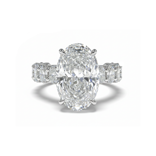 Crushed Ice Oval Engagement Ring - Chunky Oval Band in Solid Gold Forever For Love