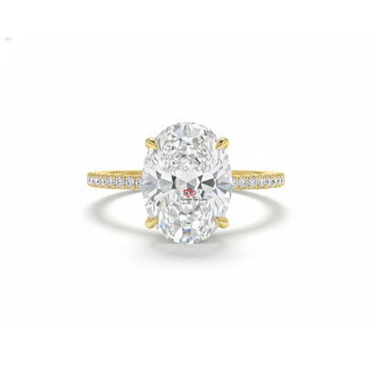 Crushed Ice Oval Diamond Hidden Halo Pave Band Bridal Ring Forever For Love