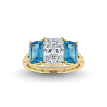 2Ct Radiant Trilogy Lab Diamond Ring with Blue Topaz Forever For Love