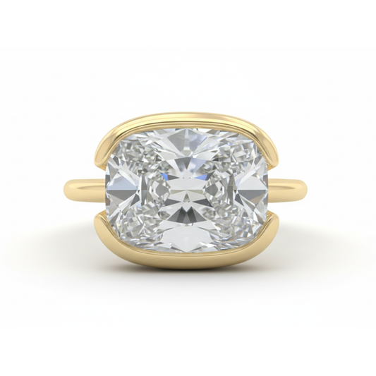 4ct Old Mine Lab Diamond Bezel-Set Ring | Cushion Cut Forever For Love