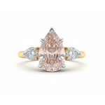 Pink Pear Cut three stone Lab Created Diamond Engagement Ring Forever For Love