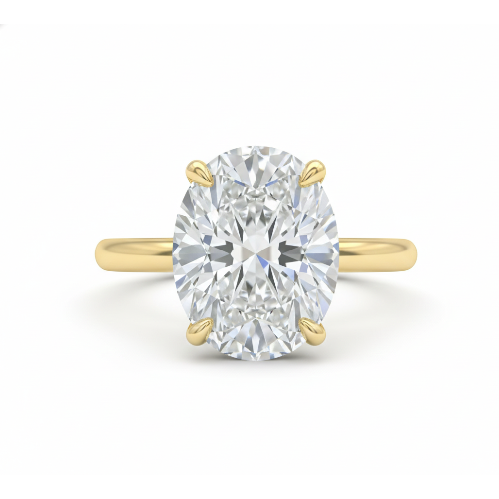 Oval Solitaire Lab Created Diamond Engagement Ring - IGI Certified  Yellow Gold Forever For Love
