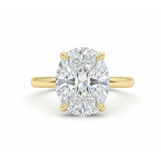 Oval Solitaire Lab Created Diamond Engagement Ring - IGI Certified  Yellow Gold Forever For Love