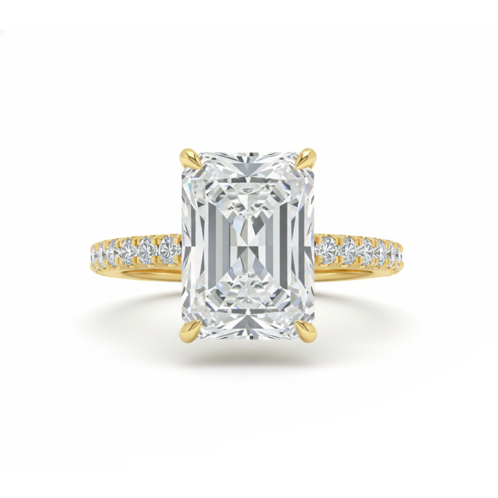 Radiant Cut Lab-Grown Diamond Engagement Ring - Hidden Halo IGI Certified Forever For Love