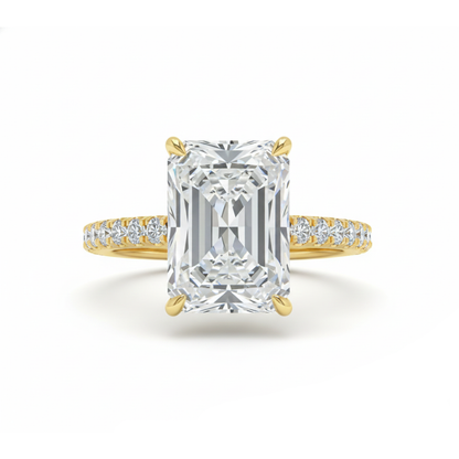 Radiant Cut Lab-Grown Diamond Engagement Ring - Hidden Halo IGI Certified Forever For Love