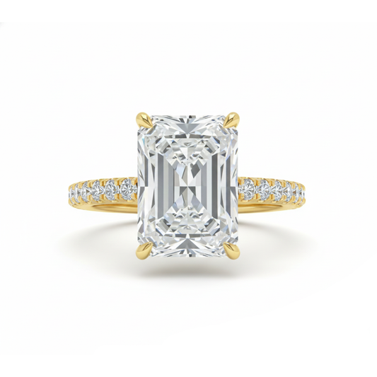 Radiant Cut Lab-Grown Diamond Engagement Ring - Hidden Halo IGI Certified Forever For Love