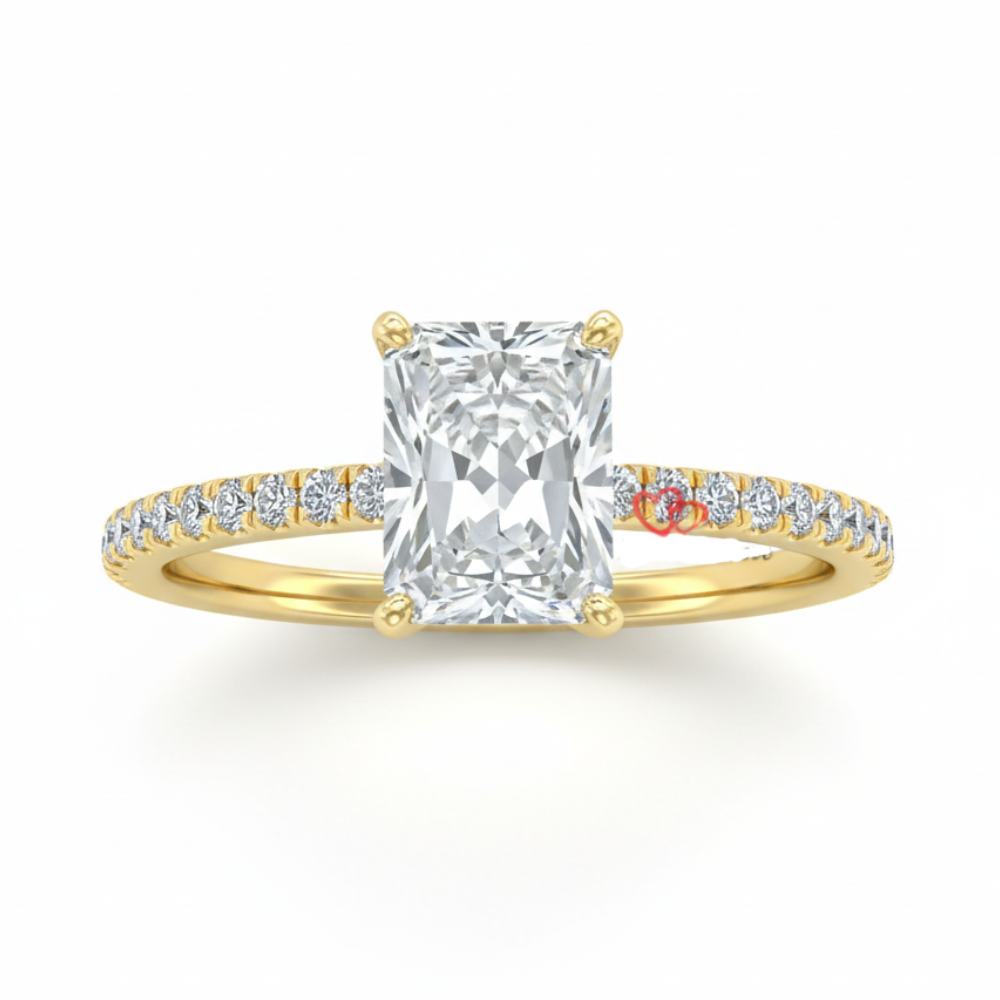Radiant Cut Lab-Grown Diamond Engagement Ring - Hidden Halo IGI Certified Forever For Love