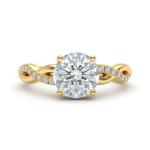 Round Diamond Engagement Ring - Lab Created IGI Certified with Twist Band  Yellow Gold Forever For Love