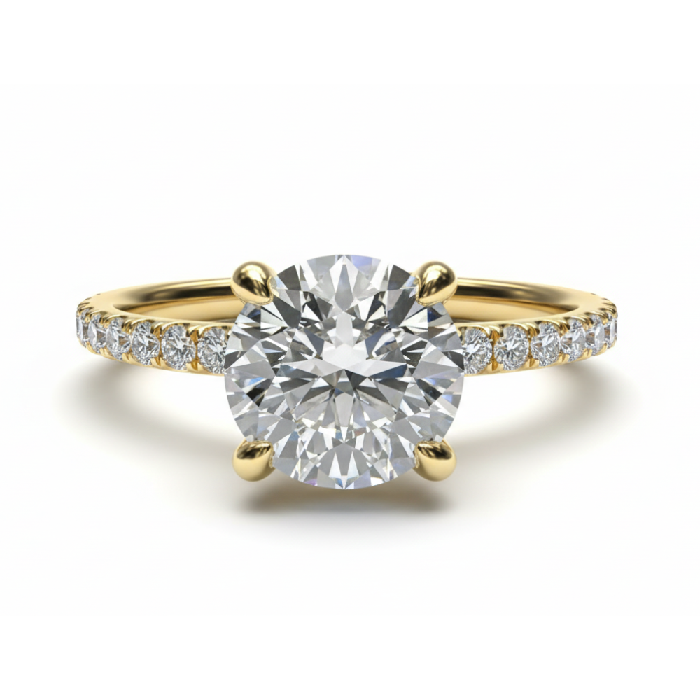 Round Lab Grown Brilliant Cut IGI Diamond Engagement Ring - Solid White Gold Vintage Promise Ring Forever For Love