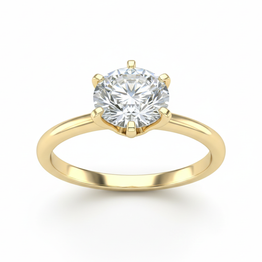 Round Cut Lab Grown Diamond Solitaire Ring | G VS1 | Solid Gold | Ideal Cut Engagement Ring Forever For Love