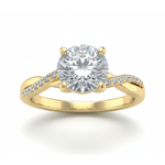 Round Diamond Engagement Ring Lab Created IGI Certified Twist Band  Yellow Gold Forever For Love