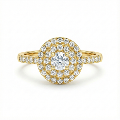 0.5 Carat Double Halo Pave Band Natural Round Diamond ring Forever For Love