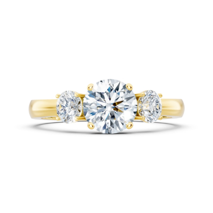 1 TCW runder, im Labor hergestellter IGI-Diamant-Verlobungsring im Brillantschliff – Drei-Stein-Ring aus massivem Weißgold