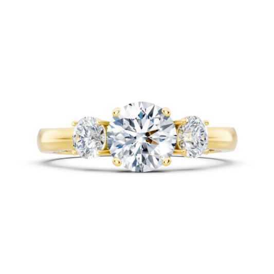 1 TCW Round Lab Created Brilliant Cut IGI Diamond Engagement Ring - Solid White Gold Three-Stone Ring