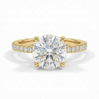 1,50 Karat runder Diamant-Verlobungsring | Weißgold | Pavé-Solitär | IGI-zertifizierter, im Labor hergestellter Diamant