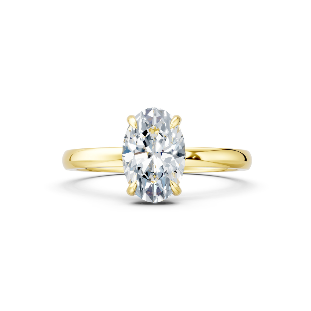 1.5 Carat IGI Certified E/VS1 Oval Cut Lab Grown Diamond Solitaire Engagement Ring with Hidden Halo - Solid Gold Bridal Forever For Love