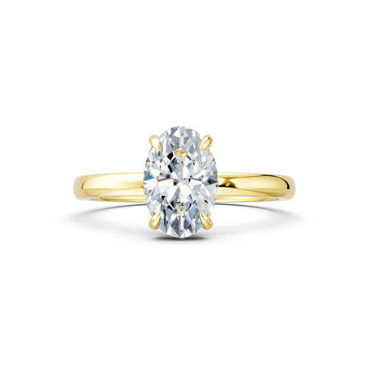 1.5 Carat IGI Certified E/VS1 Oval Cut Lab Grown Diamond Solitaire Engagement Ring with Hidden Halo - Solid Gold Bridal Forever For Love