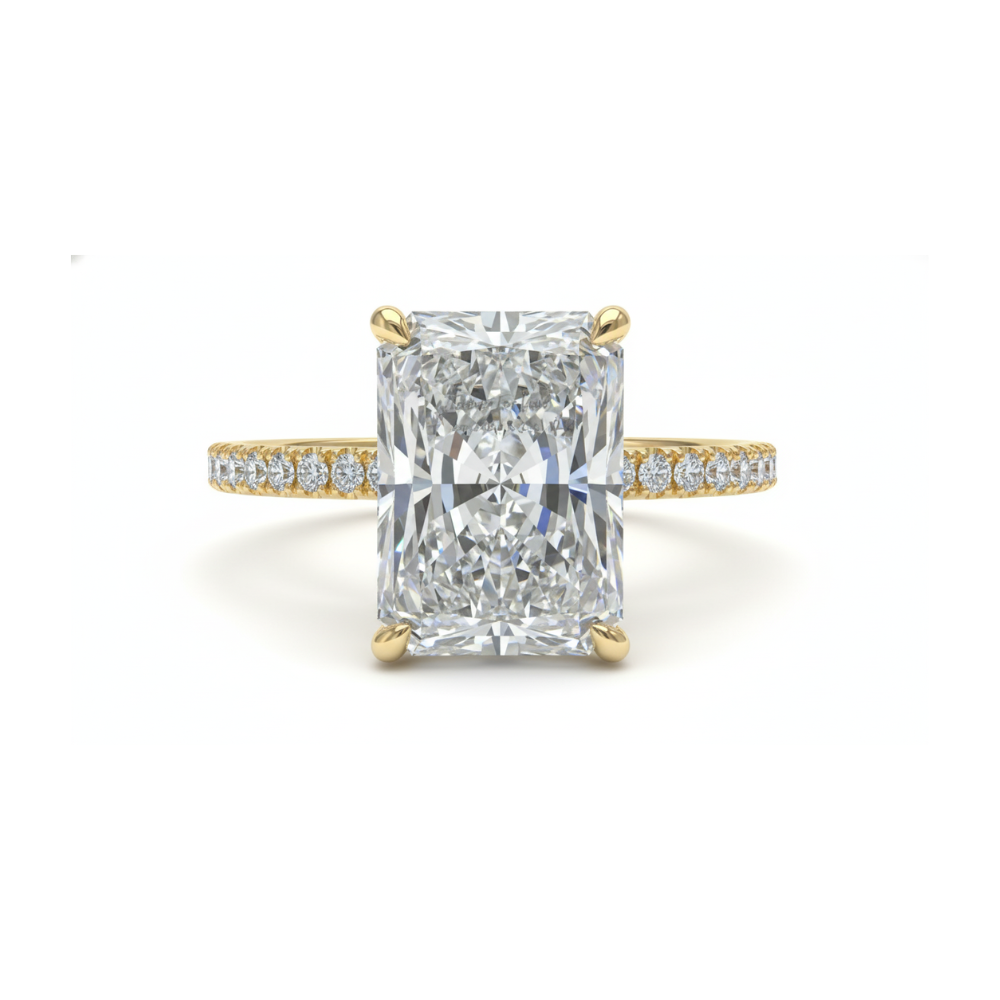 4 Carat IGI Certified Lab Grown Radiant Cut Diamond Wedding Ring - Yellow Gold Forever For Love