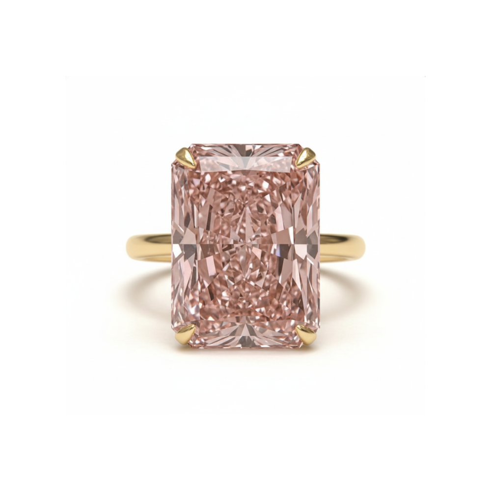 10 carat F Color VS1 Clarity IGI Certified Elongated Pink Radiant Cut Lab Grown Diamond Ring Forever For Love
