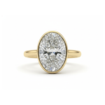 3 Carat D VVS1 Oval Lab Grown Diamond Bezel Engagement Ring Forever For Love