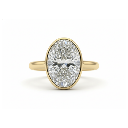 3 Carat D VVS1 Oval Lab Grown Diamond Bezel Engagement Ring Forever For Love