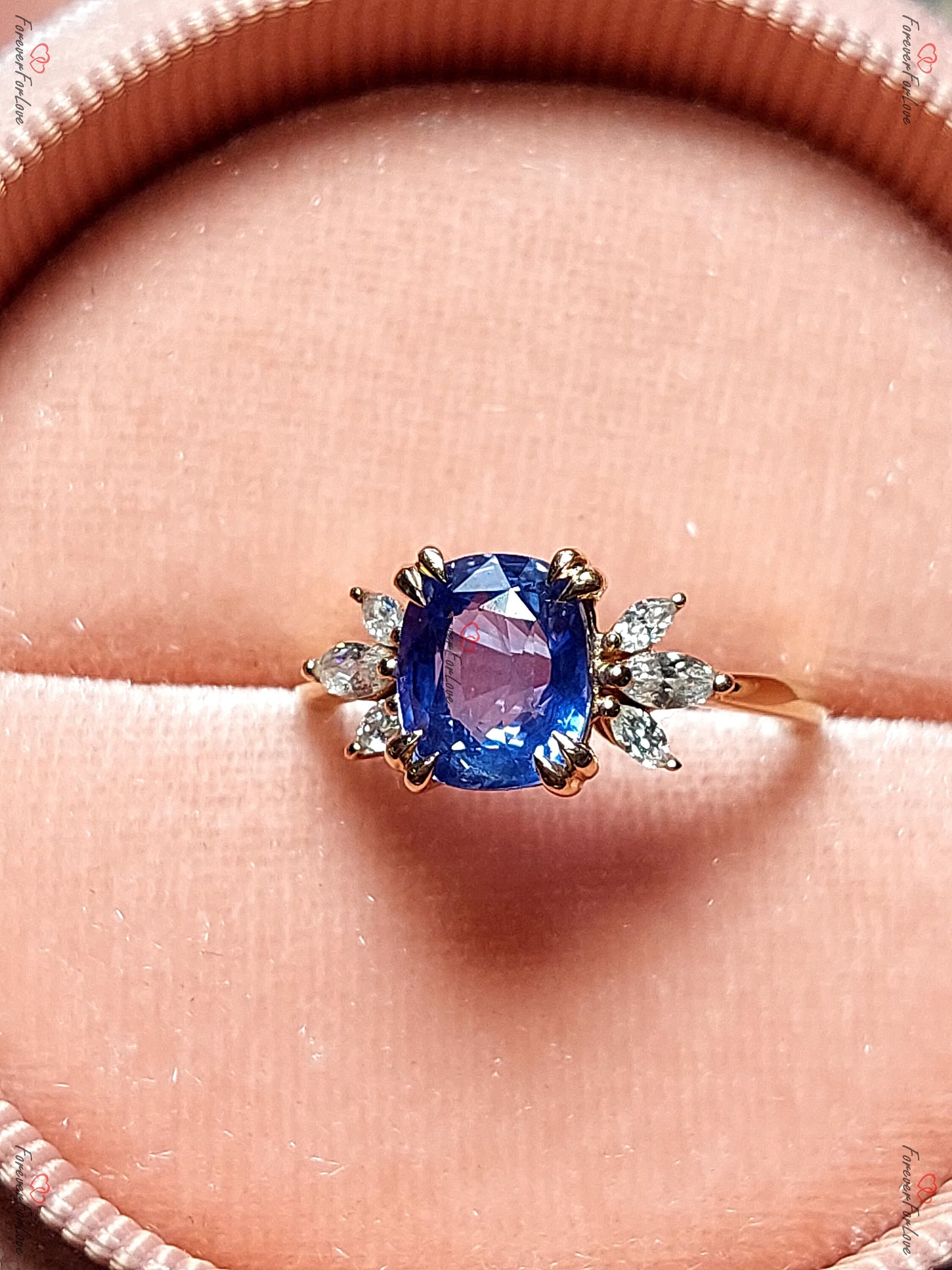Marquise Blue Diamond, Sapphire Engagement Ring