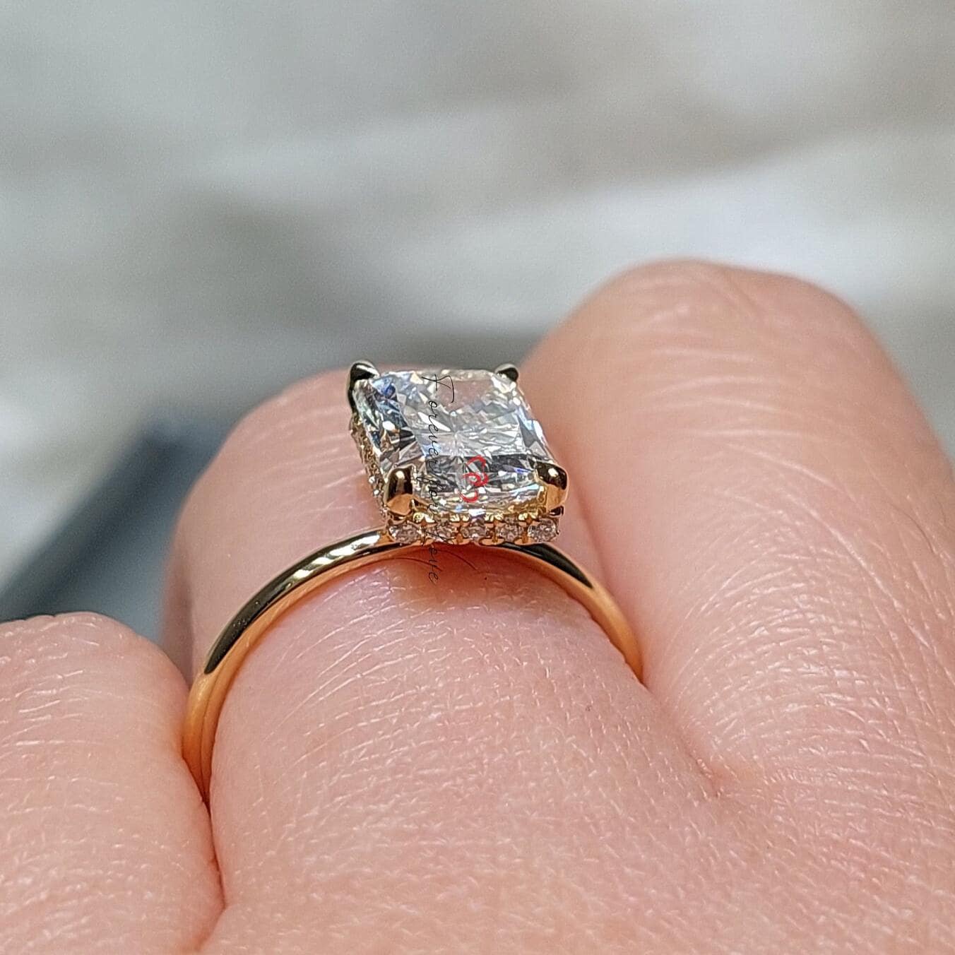5 Ct IGI Certified Radiant Lab Diamond Hidden Halo Engagement Ring