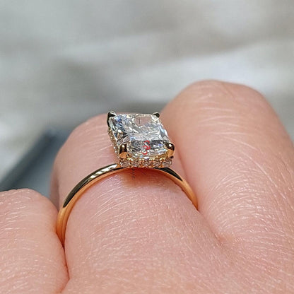 5 Ct IGI Certified Radiant Lab Diamond Hidden Halo Engagement Ring