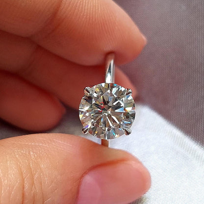 3 Ct Round Lab Diamond, Moissanite Solitaire Engagement Ring
