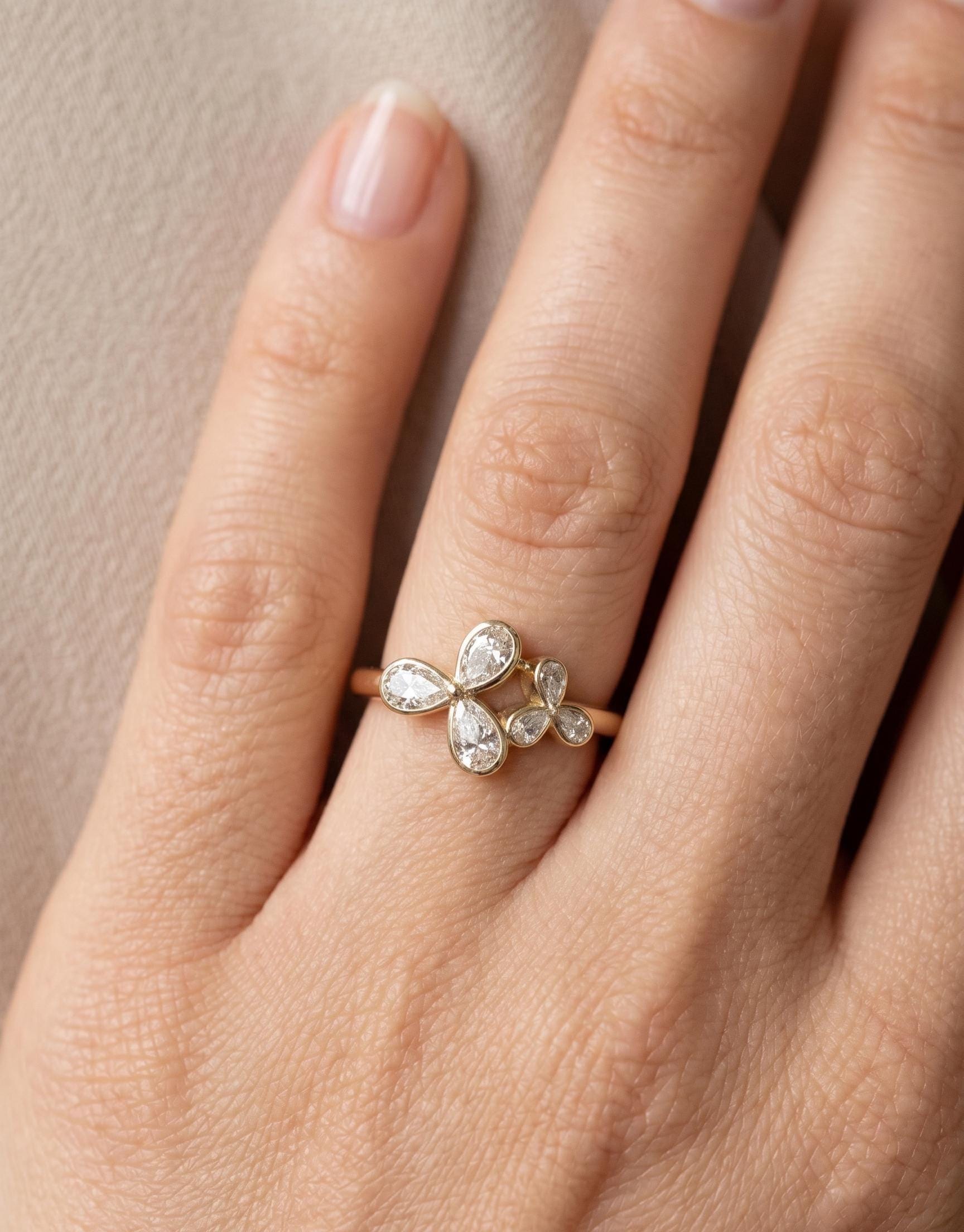 Pear Lab Diamond Ring