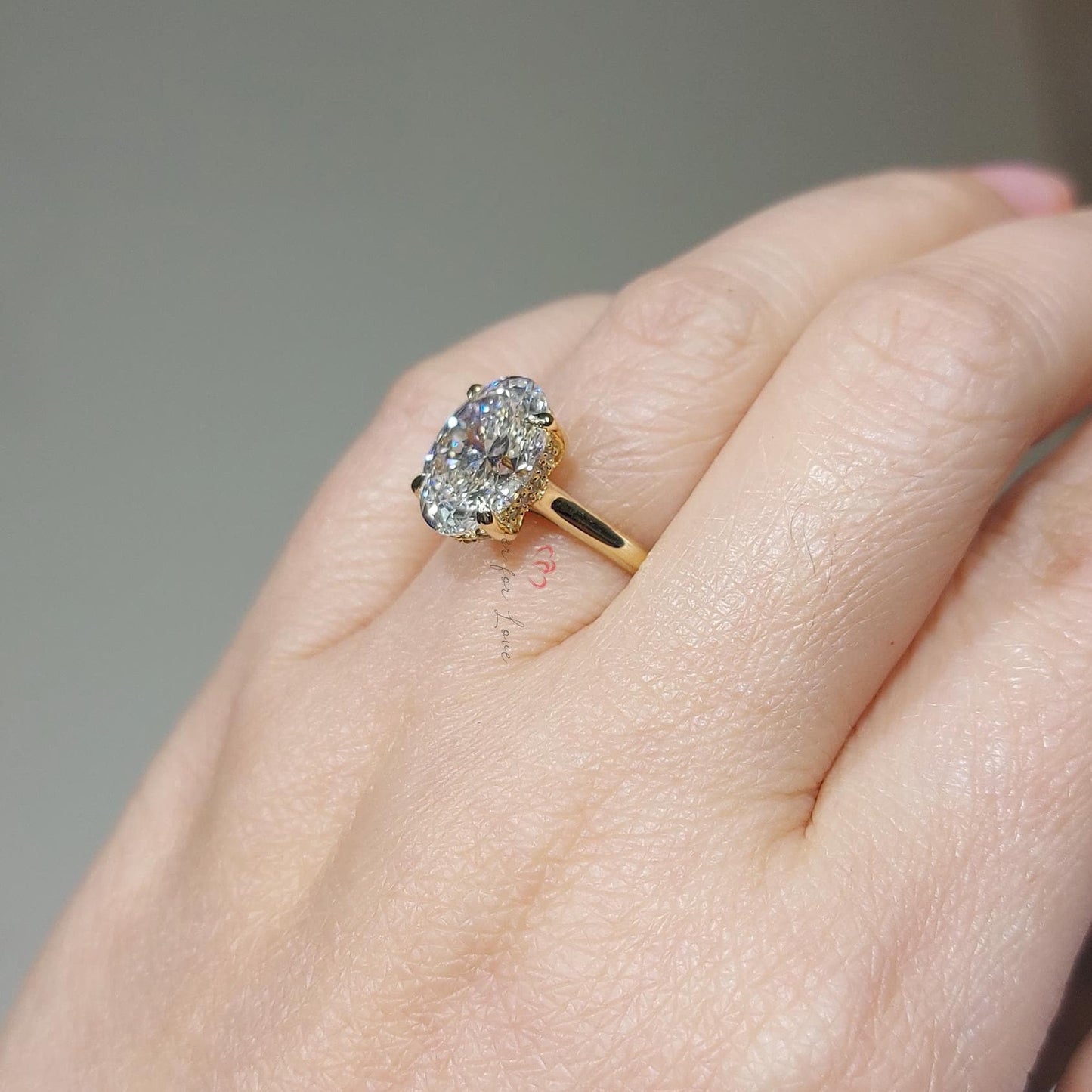 3.9 Ct Oval Lab Diamond Engagement Ring Oval cut 1Ct Moissanite Brilliant Cut engagement ring in 935 Argentium Silver — custom handcrafted by Forever For Love