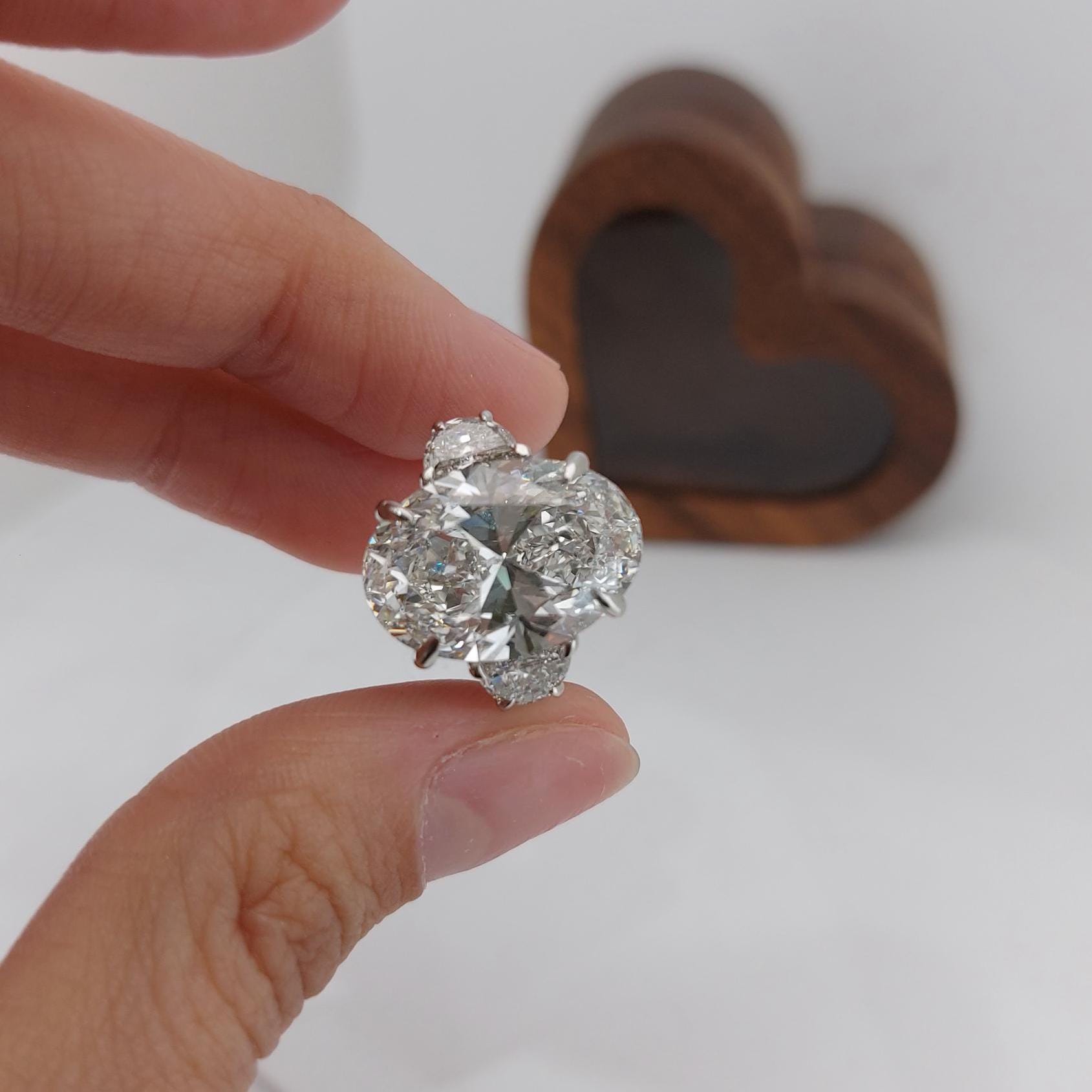 12 Ct Oval Diamond Three Stone Engagement Ring