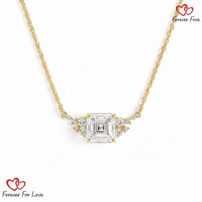 2 Karat E/VVS2 IGI-zertifizierter Asscher-Schliff Diamant Solitaire-Anhänger mit Kette. 14k Gelbgold, im Labor gezüchteter Diamant, perfektes Geschenk