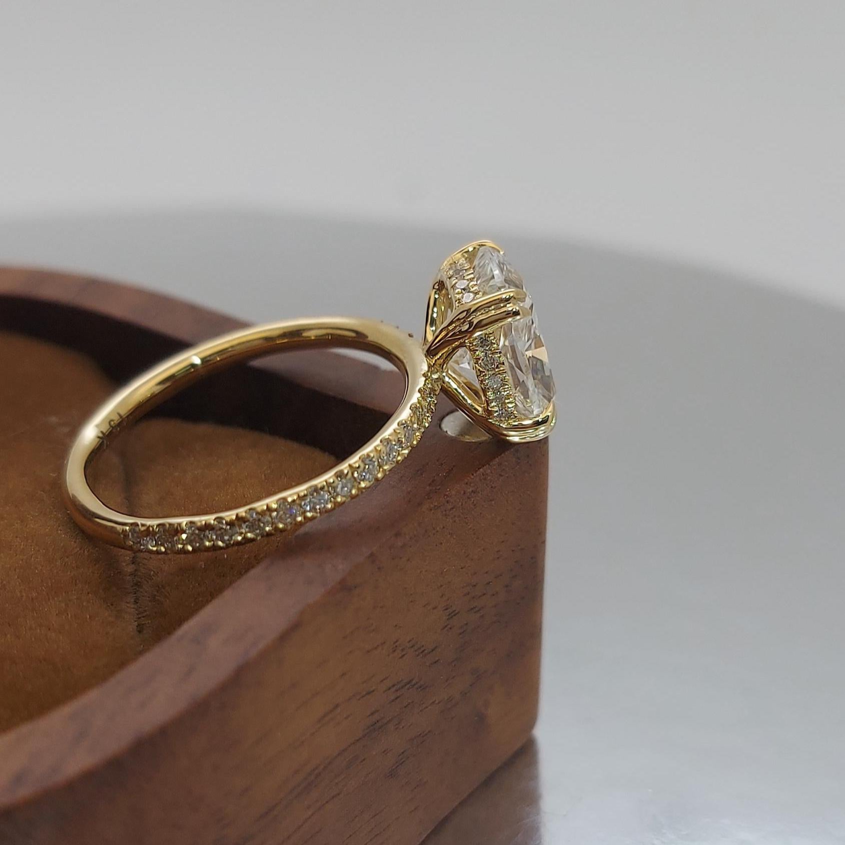 3 Ct IGI Certified Cushion Lab Diamond Engagement Ring