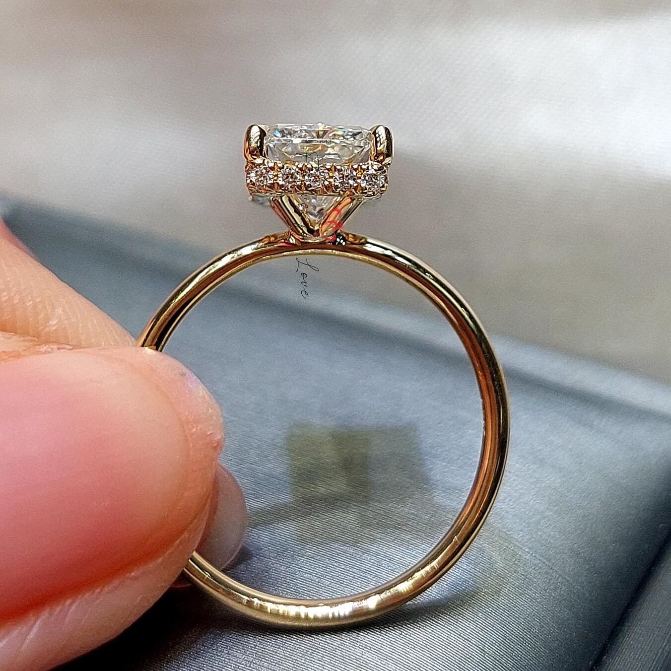 5 Ct IGI Certified Radiant Lab Diamond Hidden Halo Engagement Ring