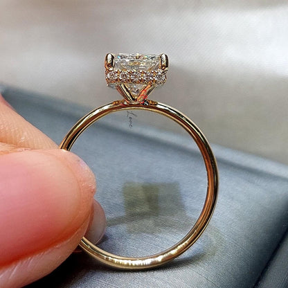5 Ct IGI Certified Radiant Lab Diamond Hidden Halo Engagement Ring