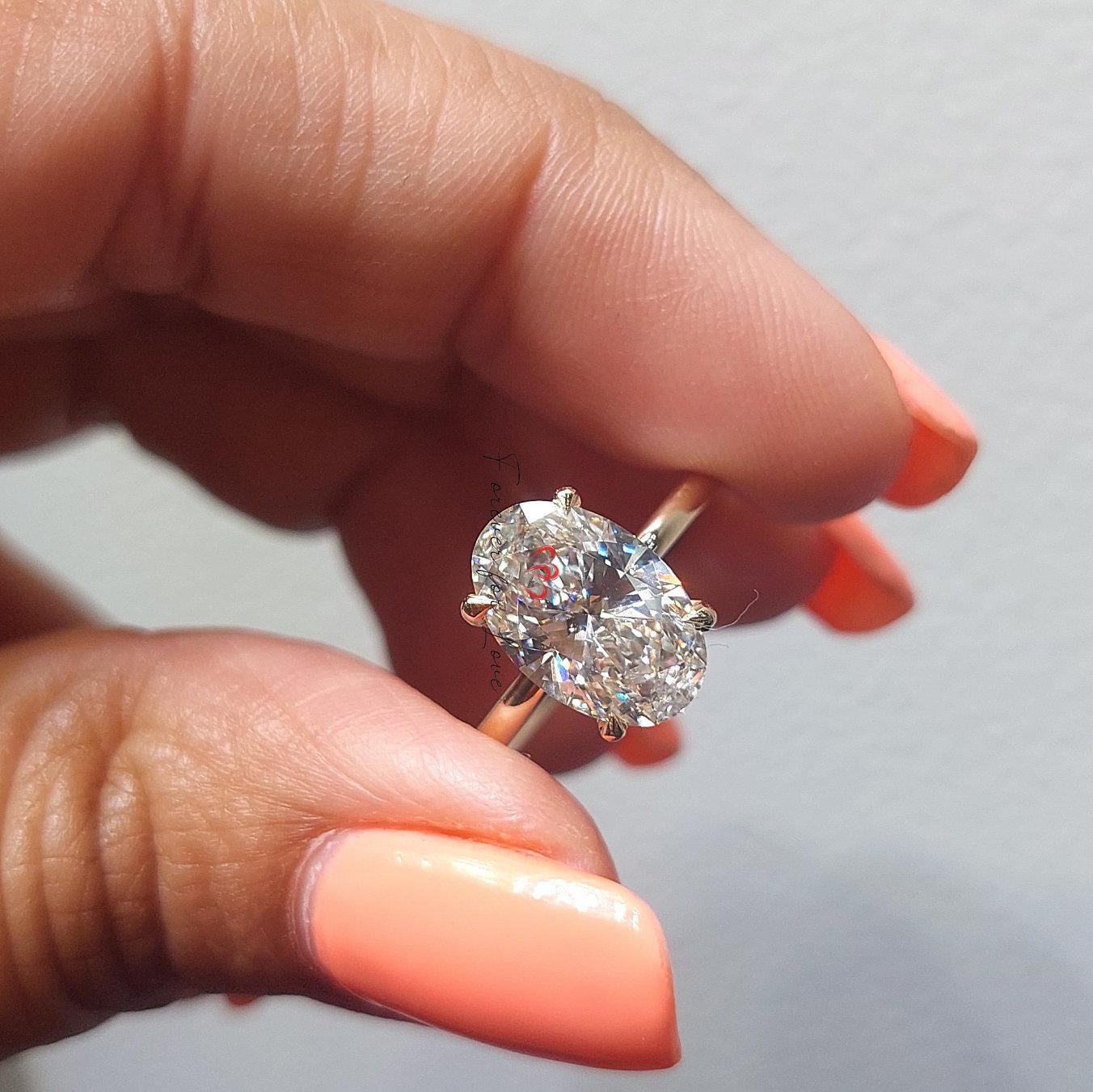 3 Ct Oval Lab Diamond with Halo Accent Engagement Ring Oval cut 1Ct Moissanite Brilliant Cut engagement ring in 935 Argentium Silver — custom handcrafted by Forever For Love