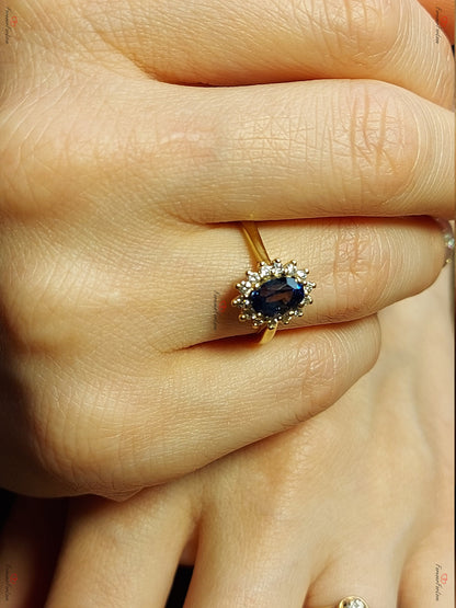 Oval Blue Diamond, Sapphire Engagement Ring