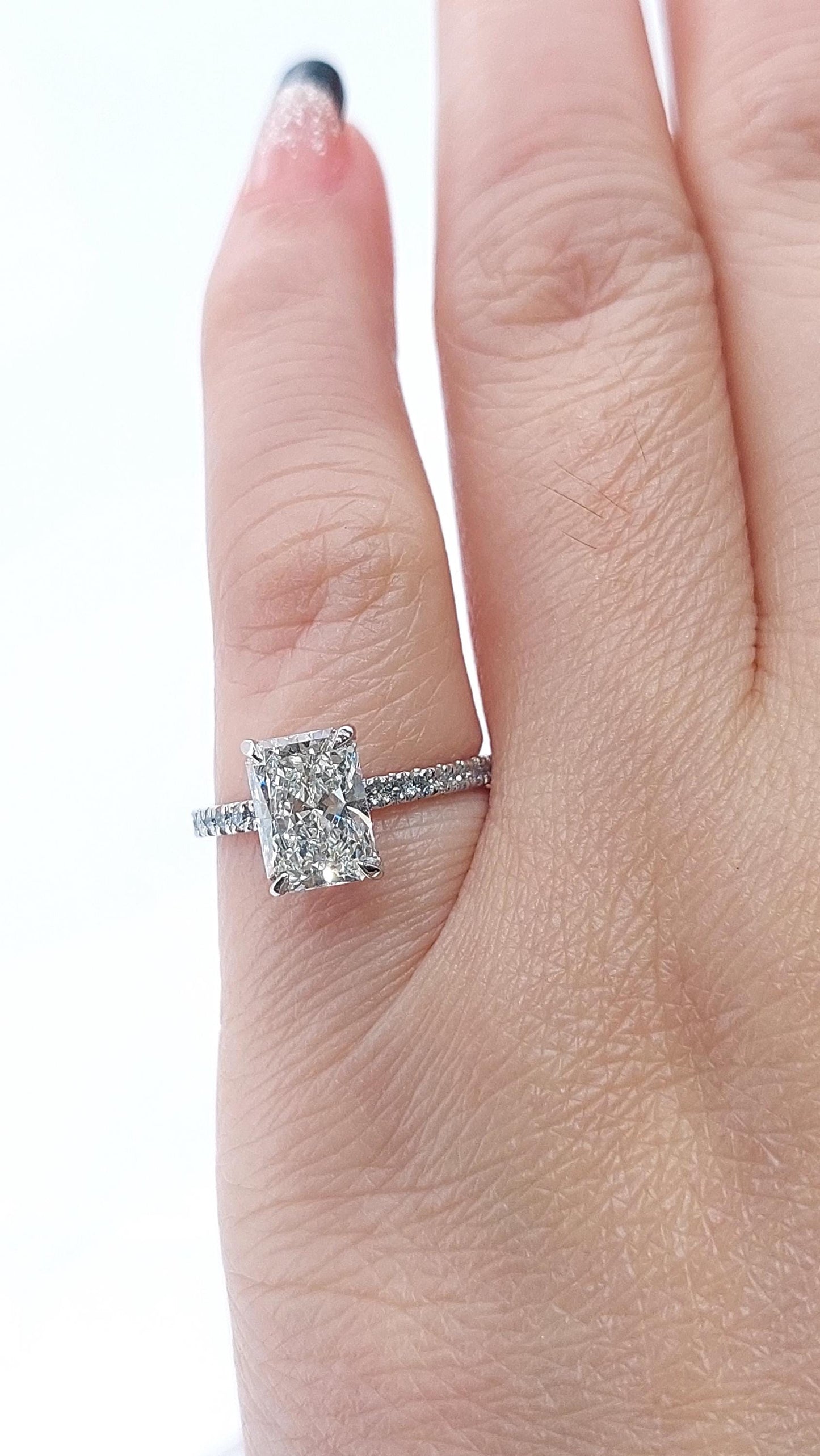 2 Ct IGI Certified Cushion Lab Diamond Engagement Ring Cushion cut 1Ct Moissanite Brilliant Cut engagement ring in 935 Argentium Silver — custom handcrafted by Forever For Love
