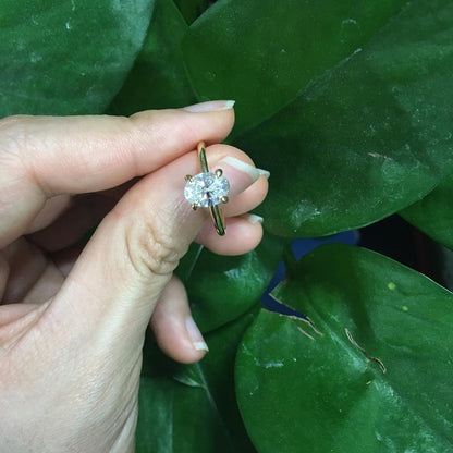 1.5 Ct Oval Diamond, Moissanite Engagement Ring