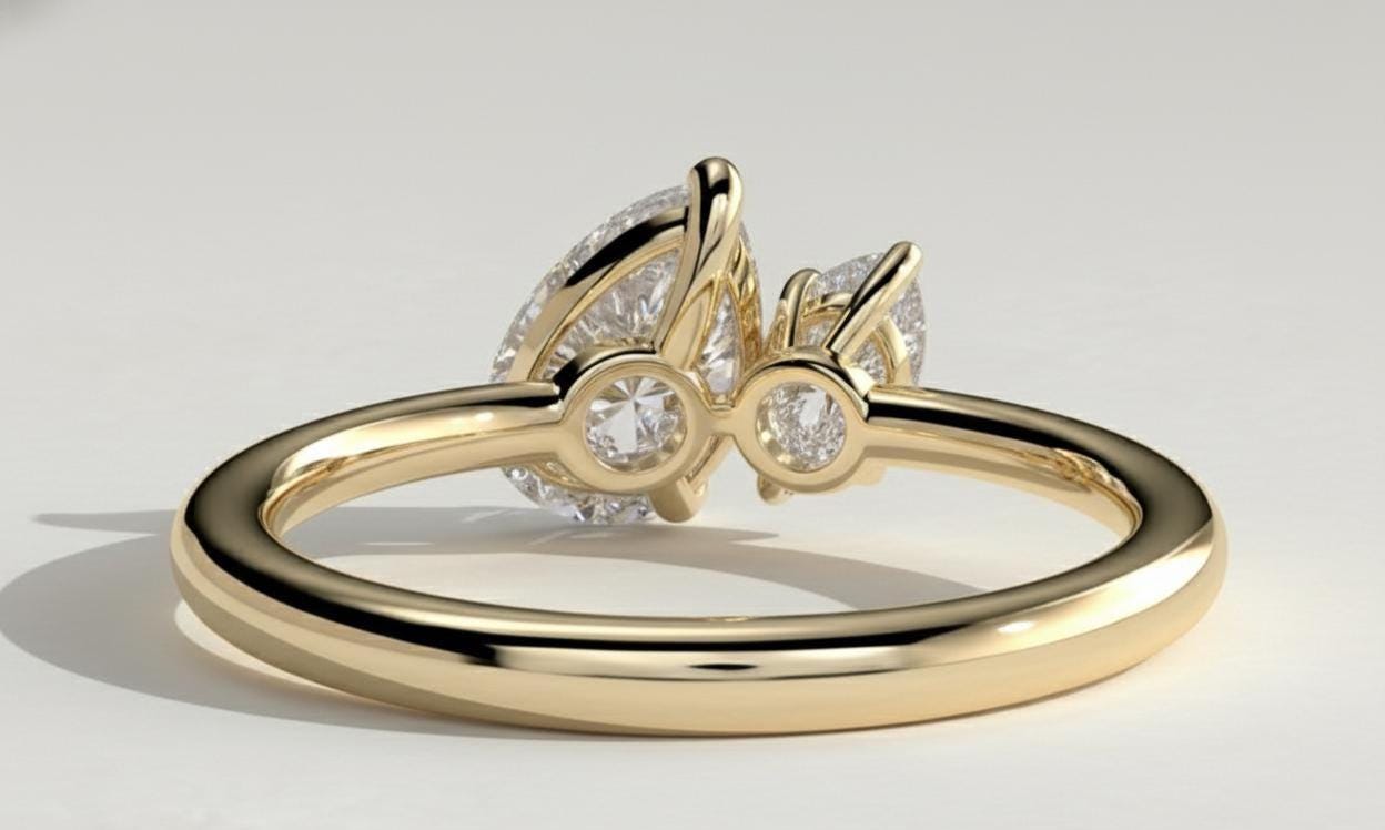 Pear Lab Diamond Engagement Ring Pear cut Moissanite engagement ring in Gold or Platinum — custom handcrafted by Forever For Love