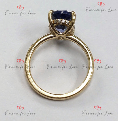 Oval Diamond, Tanzanite Engagement Ring