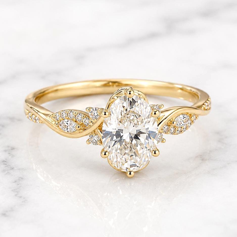 3.3ct Nature Inspired E, VVS2, IGI Certified Oval Cut Diamond Engagement Ring, Nature inspired Design, Wedding Ring, Perfect wedding Gift