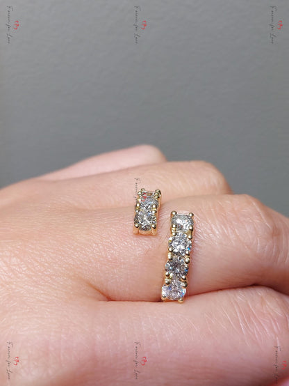 Round Diamond Lab Grown Half Eternity Band Certified Round Diamond Band Yellow Gold Diamond Statement Ring For her, Gift for mom